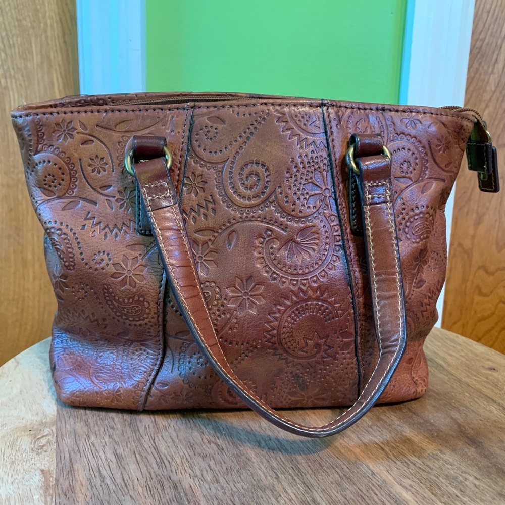 Paisley Fossil Cognac Handbag
